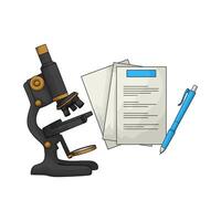 illustration of lab report with microscope vector