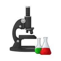 illustration of black microscope with flask vector