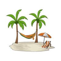 hammock on a coconut trees illustration vector