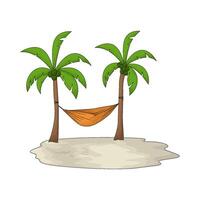 illustration of hammock on a coconut trees vector