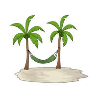hammock on a coconut trees vector