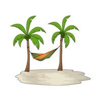 hammock on coconut tree illustration vector