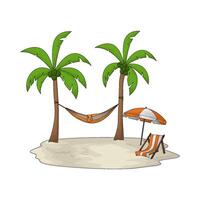 hammock on coconut trees vector