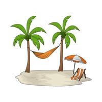 hammock on coconut tree vector