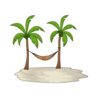 illustration of hammock on coconut trees vector