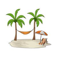 hammock on a coconut tree illustration vector
