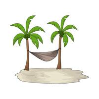 hammock on a coconut tree vector