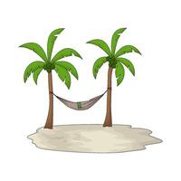 hammock on beach illustration vector