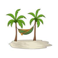illustration of green hammock on a coconut tree vector