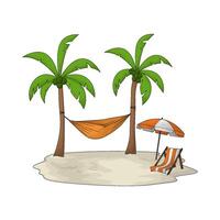 illustration of hammock with beach chair vector