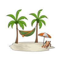 hammock on the beach illustration vector