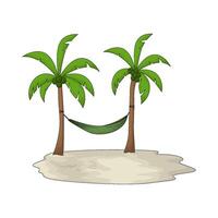best green hammock on a coconut tree vector