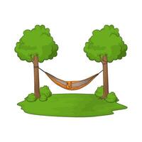 illustration of best orange hammock on tree vector