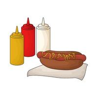 illustration of hotdog with three sauces vector