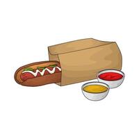 illustration of two bowls of sauce with hotdog vector