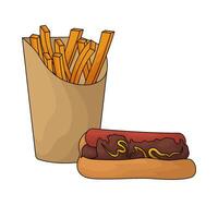 a combination of hotdogs with fries vector