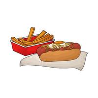 a combination of hotdog with fries vector