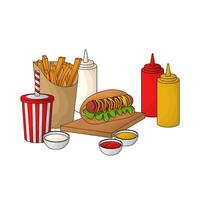 a combination of hotdog and fries vector