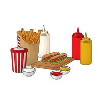 complete hotdog package vector