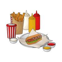 hotdog combo package vector