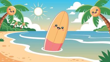 Cheerful and Colorful Kawaii Summer Theme Beach Atmosphere Background vector