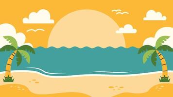 Sunny and Playful Beach Atmosphere with Kawaii Summer Elements vector