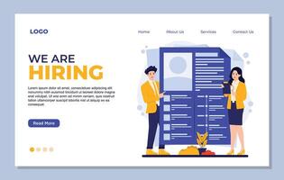 Web page design template of we are hiring. Flat illustration. vector