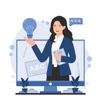 online education including e learning, online courses, digital library access, and virtual study tools vector