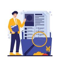 Searching for information in internet. recruitment concept with HR vector