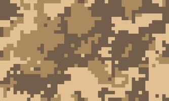 Abstract digital camouflage pattern in earthy tones. Ideal for backgrounds, textures, or militarythemed designs. The pixelated style creates a modern, versatile aesthetic. vector