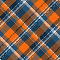 Vibrant diagonal plaid pattern in autumnal orange, brown, and teal. Perfect for textile designs, website backgrounds, or fallthemed projects. vector