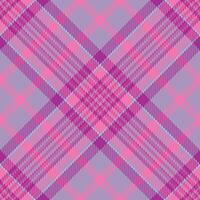 Wool plaid textile tartan, femininity seamless pattern texture. Chic check fabric background in pink and pastel colors. vector