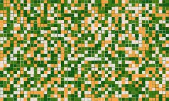 Abstract green, orange, and white pixelated mosaic background. Perfect for website banners, tech designs, or modern presentations. Represents data, technology, or natures complexity. vector