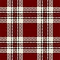 Volume seamless plaid background, dogtooth check pattern fabric. Tough textile texture tartan in red and white colors. vector