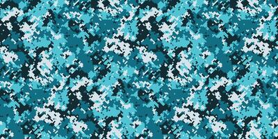 Abstract digital camouflage pattern in teal, aqua, and white. Perfect for fashion, textile design, or tech backgrounds. Modern, pixelated texture evokes a sense of concealment and mystery. vector