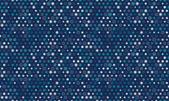 Abstract seamless pattern of teal, white, and dark blue circles on a navy background. Perfect for website backgrounds, textile design, or creating a modern, vibrant aesthetic. vector