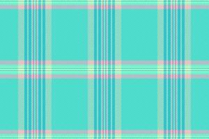Mesh background seamless texture, line plaid pattern textile. Pretty check tartan fabric in cyan and teal colors. vector