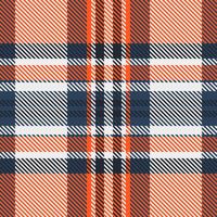 Vibrant orange and navy plaid pattern. Perfect for textile design, apparel, or website backgrounds. This seamless texture evokes warmth and style, offering a versatile, contemporary aesthetic. vector