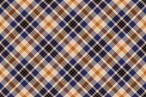 Elegant diagonal plaid pattern in muted blues, oranges, and browns. Perfect for textile design, apparel, or website backgrounds. This seamless texture offers a sophisticated, timeless aesthetic. vector
