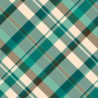 Messy tartan plaid seamless, femininity textile texture. Idea pattern check background fabric in teal and blanched almond colors. vector