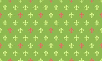 A green and pink fleur de lis pattern vector