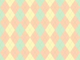 Elegant pastel argyle pattern. Soft peach, mint green, and pale yellow diamonds create a calming, sophisticated design ideal for backgrounds, textiles, or branding. vector