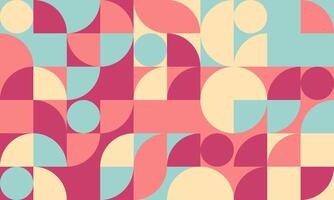 Stylish geometric abstract background featuring pastel pink, beige, and teal circles and squares. Ideal for modern design projects, websites, branding, and social media. vector