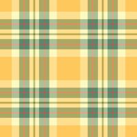 1970s pattern fabric, glamor tartan background check. New year seamless texture textile plaid in amber and yellow colors. vector