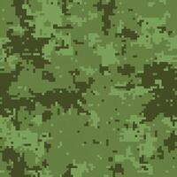Abstract digital camouflage pattern. Versatile green pixelated texture ideal for backgrounds, website design, military themes, fashion, and gaming projects. vector