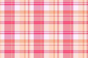 Romance texture tartan textile, romantic fabric background pattern. Store check plaid seamless in red and peach puff colors. vector