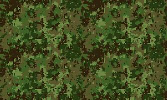 Digital camouflage pattern. Seamless texture in green, brown, and dark tones. Perfect for military, hunting, or gaming backgrounds, apparel designs, and website assets. vector