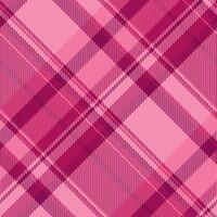 Rustic seamless fabric check, warp plaid background texture. Glen tartan pattern textile in pink color. vector