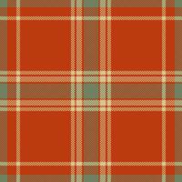 Elegant autumnal plaid pattern in warm red, muted green, and cream. Perfect for fallthemed designs, textile prints, or website backgrounds. vector