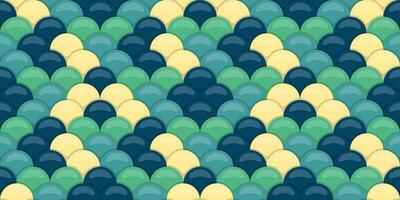 Seamless pattern of overlapping scales in teal, seafoam, and pale yellow. Evokes ocean depths, tranquility, and artistic design. Ideal for backgrounds, textiles, and decorative projects. vector